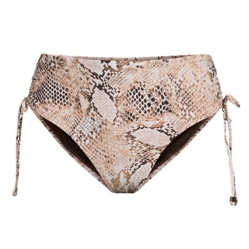 Time and Tru Womens Faux Snake Print Bikini Bottom with Side Ties 3X 24W-26W New